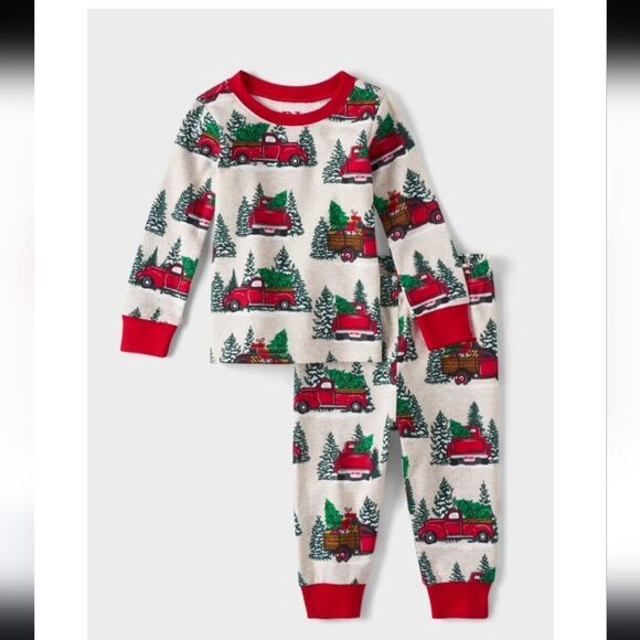 New 18-24 Months Pjs Xmas Holuday Fall Festive Red Truck Pajama Set - Picture 1 of 5